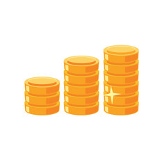 Money growth chart icon, financial growth vector illustration, stacked gold coins vector image, gold coin clip art, clip art coins