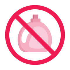 No detergent sign, forbidden detergent sign, detergent prohibited symbol, do not use detergent, vector illustration
