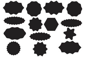 Set of Ten Black Starburst Badges Vector Icons for Promotional Seals, Guaranteed Labels, and Sale Stickers