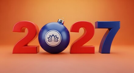 New year 2027 festive decoration with a blue ornament