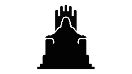 Silhouette icon of God on a throne. Biblical Christian symbol of majesty and sovereignty. Minimalist flat vector illustration