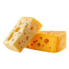 Two blocks of Swiss cheese isolated on a transparent background