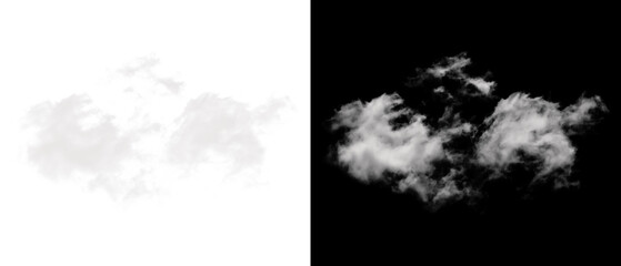 White cloud with alpha channel mask for digital effects on black background