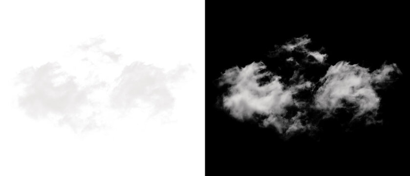 White cloud with alpha channel mask for digital effects on black background