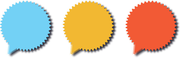 Colorful Zigzag Outline Dialogue Box Silhouette Vector Design with Dynamic Shadow Effects for Creative Chat, Speech, and Messaging Graphics