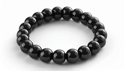 Obraz premium Black bead bracelet on white minimal background