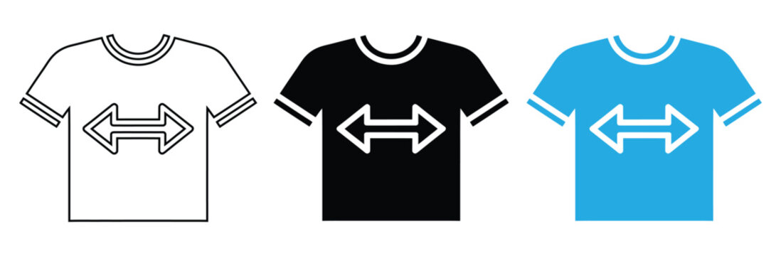 T shirts with arrows pointing in opposite directions on chest,two side t-shirt icon, vector illustration,Player Change sports glyph icon