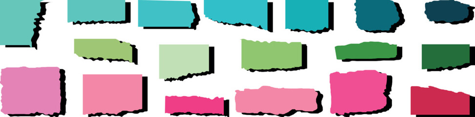 Creative Jagged Edge 3D Rectangle Collection – Colorful Torn Paper Frames for Headlines, Posters, Calligraphy Borders, and Grunge Style Background 