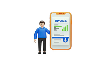 Man Checking Invoice on Smartphone - Finance Concept