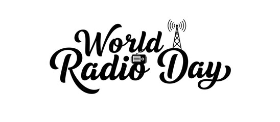 World Radio Day logo with microphone and radio tower design  