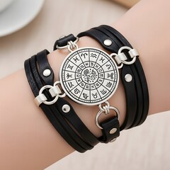 Aries Zodiac Leather Wrap Bracelet on Female Wrist &ndash; Minimalist Women Jewelry