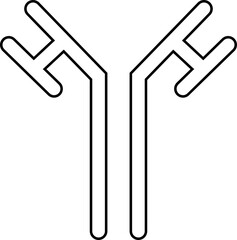 Antibody icon in line style with immune system symbol. Medical science element, healthcare laboratory shape, microbiology research design for health diagnostics isolated on transparent background.