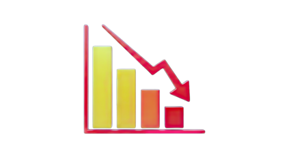 Decreasing Bar Chart with Arrow: Financial Decline Concept