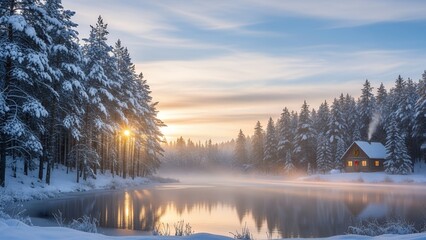 Fototapeta premium Holiday background with calm winter atmosphere