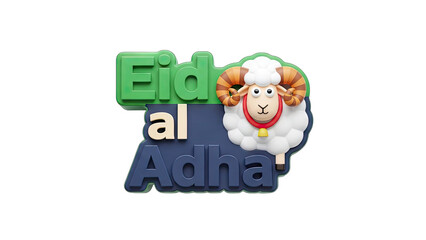 Eid al-Adha Illustration with Sheep on White Background