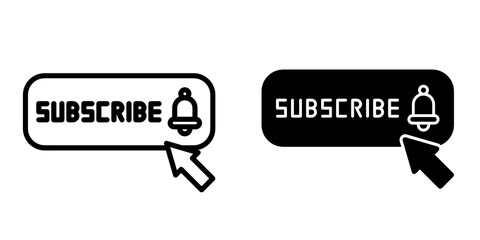 Subscribe Button with Notification Bell and Cursor Click Icon Set