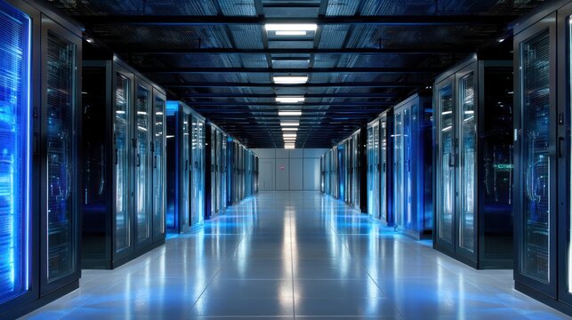 Data center servers hallway technology background - Powered by Adobe