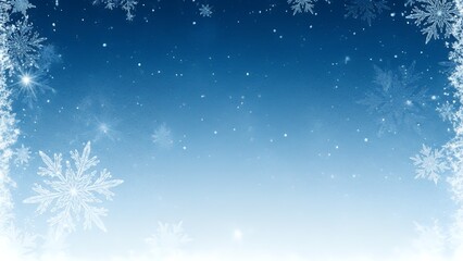 Icy blue holiday background with snowflakes