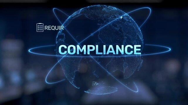 A robotic hand symbolizes compliance, featuring elements like regulations and standards. This image represents the intersection of technology, business, and innovation. Synapse