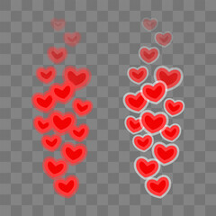 Flying red hearts. Blogging. Stream. Likes online. Social media concept. Vector illustration