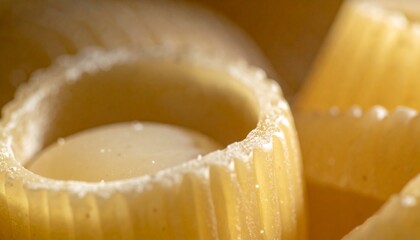 Close-up view of freshly cooked pasta tubes with detailed texture
