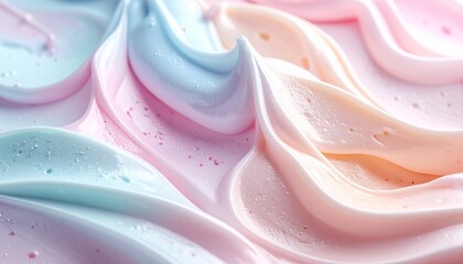 Delicate Pastel Swirls Abstract Background of Soft Creamy Texture in Gentle Hues of Pink, Blue, and Peach