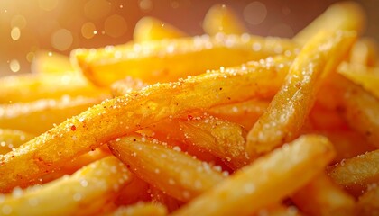 Delicious Golden French Fries with Salt Sprinkled