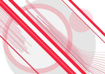 Concept minimal geometric design with abstract red lines and circles. Vector brochure, template background