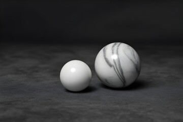 Two marble balls on dark surface 