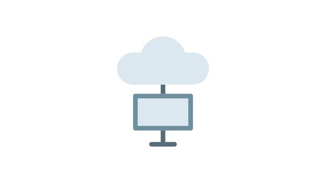 A computer with a fluffy cloud hovering above it, symbolizing cloud computing and digital storage.