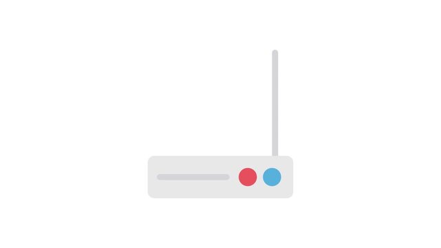 A white computer featuring a prominent blue and red button on its front panel.