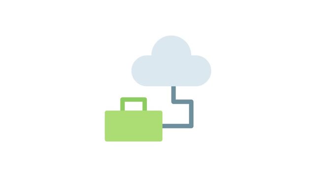  A cloud and a suitcase are plugged into a power outlet, symbolizing travel and connectivity.