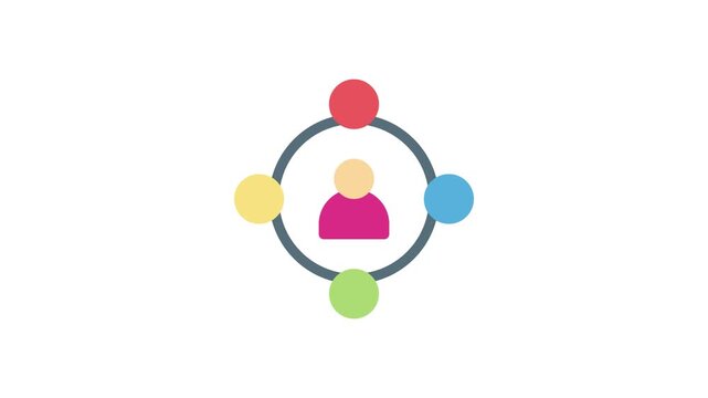  A large circle containing multiple people and a smaller circle with a single person inside it, illustrating community and individuality.