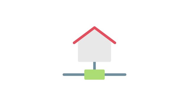 A house with a striking red roof complemented by green pipes, showcasing a unique architectural style.