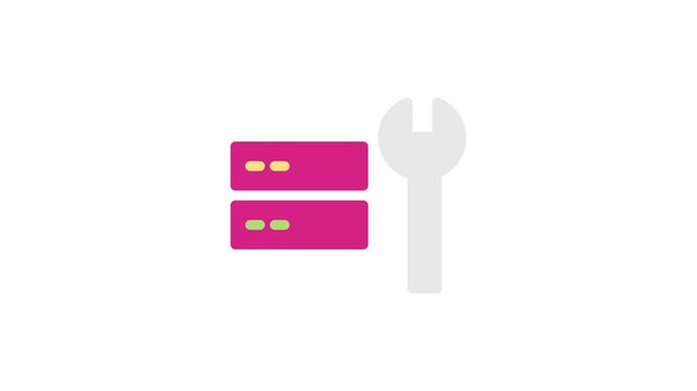 A wrench and two pink boxes featuring a wrench, arranged on a neutral background.