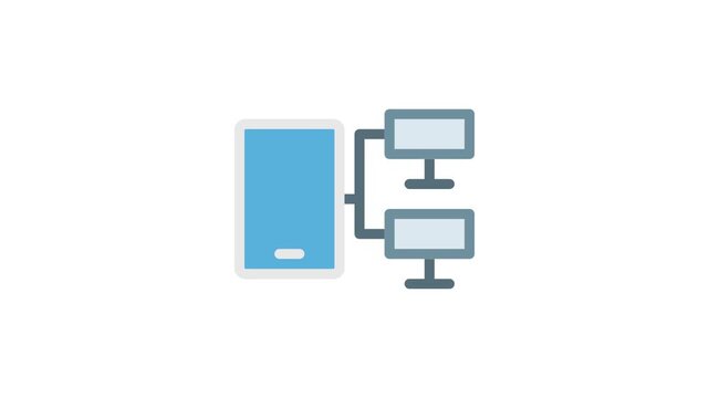 A mobile phone and a computer linked together, showcasing their connectivity for data transfer or communication.