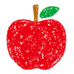 クレヨン素材　手描きのりんごのイラスト