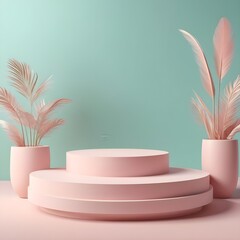 Abstract minimal wall scene mockup products display, Stage showcase