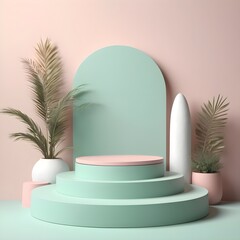 Abstract minimal wall scene mockup products display, Stage showcase