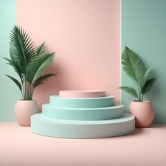 Abstract minimal wall scene mockup products display, Stage showcase