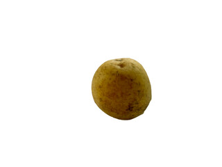 Single Unpeeled Raw Potato with Natural Skin on Clean White Background
