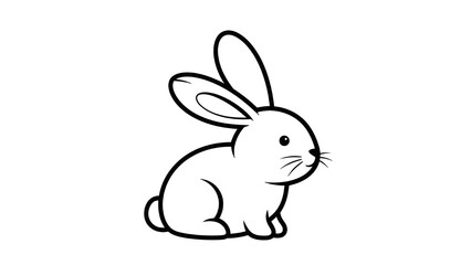 Obraz premium Adorable sitting bunny drawn in clean outlines, suitable for kids books and stickers.