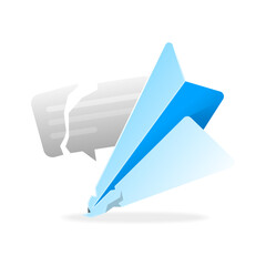 illustration of falling paper plane with cracked chat bubble. failed message delivery, undelivered communication, send error, broken connection. messaging failure, communication disruption, offline