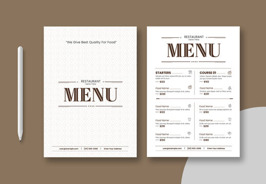 Clean Food Menu Design Layout