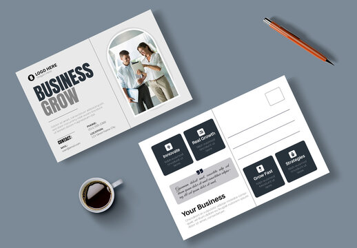 Business Grow Post Card Template