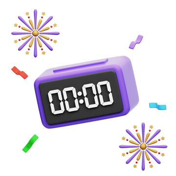 New Year's Celebration Rendering Illustration With Transparent Background