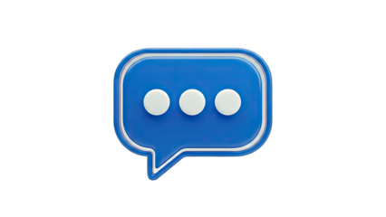 3D Blue Chat Bubble Icon on White Background
