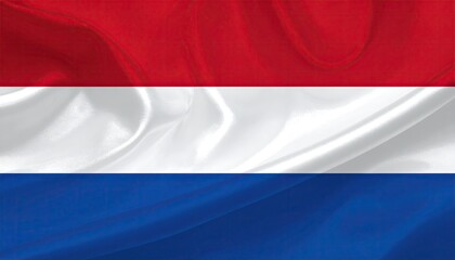 Fototapeta premium A Dutch flag, waving gently with red, white, and blue stripes