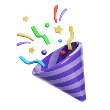 Confetti 3D Rendering Illustration With Transparent Background