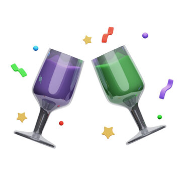 Party Drinks 3D Rendering Illustration With Transparent Background